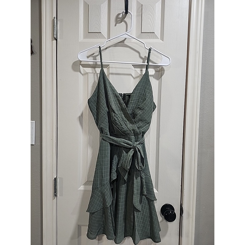 Ruffle Tiered Sage Green  mini dress size M flare cami Top Fairycore  Dainty - Picture 4 of 16